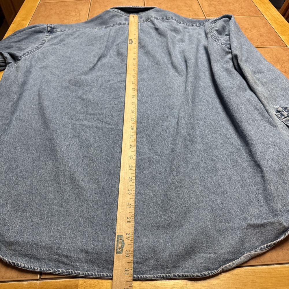 Vintage 90s Polo Ralph Lauren Men's Denim Button Up Sz XL Big Shirt Pony Logo - Picture 8 of 8